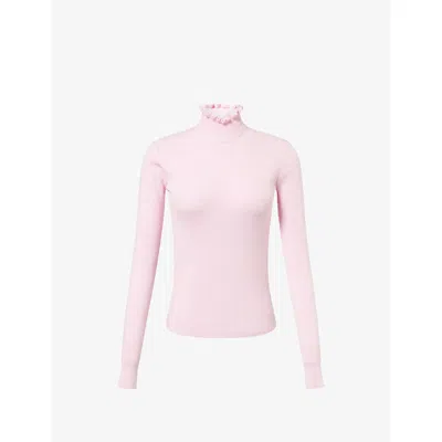 Cordova Womens Peony Kitz Frilled-neck Merino Wool-blend Jumper In Pink