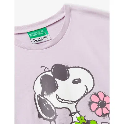 Benetton Lilac Peanuts Relaxed-fit Cotton T-shirt 18 Months-5 Year In Purple