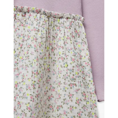 Benetton Multicolored Flower-print Stretch-cotton Dress 18 Month In Multi