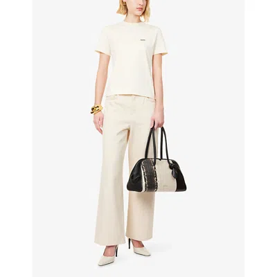Jacquemus Womens Light Beige 2 Le T-shirt Grosgrain-logo Cotton-jersey T-shirt In Neutral