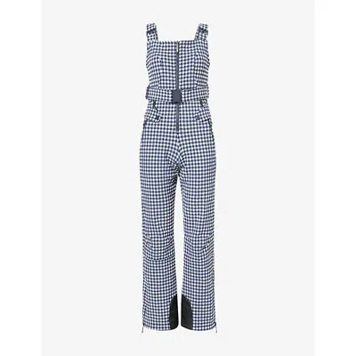 Cordova Womens Indigo Gingham Fernie Gingham-check Shell Ski Jumpsuit In Blue