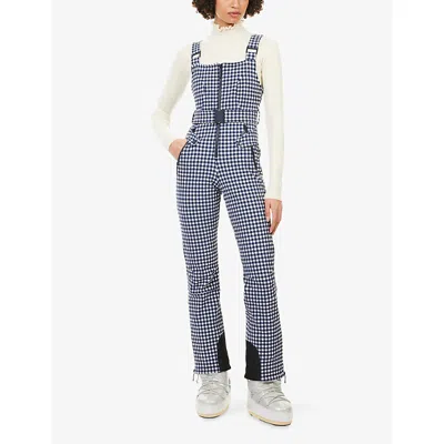 Cordova Womens Indigo Gingham Fernie Gingham-check Shell Ski Jumpsuit In Blue