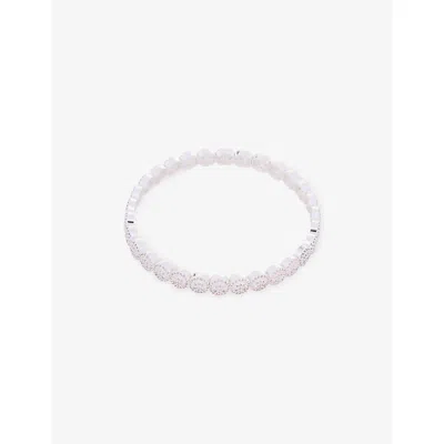 Lisa Gozlan Womens Silver / White The Mini Pavé Happy Face Silver-plated Brass And Cubic Zirconia Bracelet