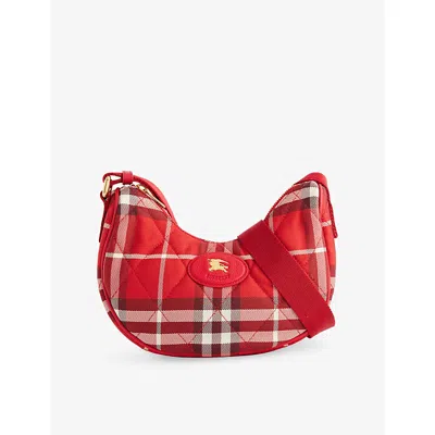 Burberry Womens Crayon Red Horseshoe Woven Cross Body Bag
