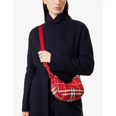 Burberry Womens Crayon Red Horseshoe Woven Cross Body Bag