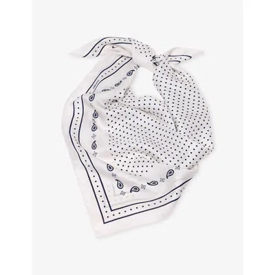 Maje Womens Ecru Polka Dot-print Silk-twill Scarf In Sand