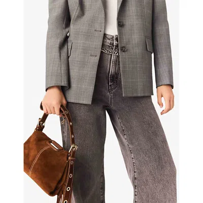 Maje Womens Brown Miss M Mini Suede Shoulder Bag In Brown