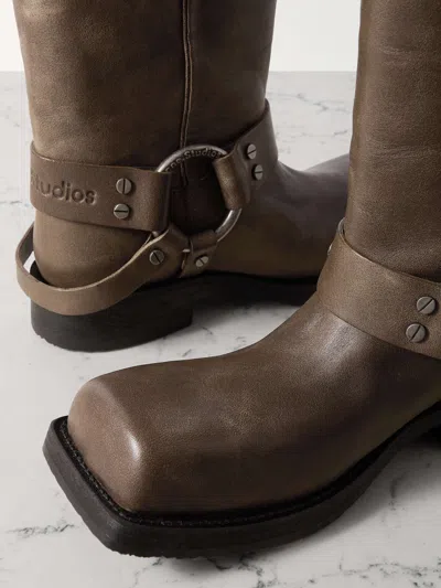 Acne Studios Square-toed Boots In Brown