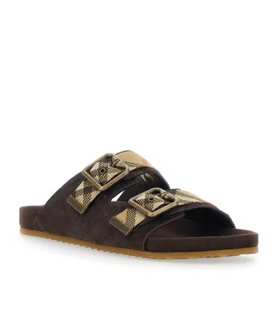 Burberry Plaid Slippers In Brown
