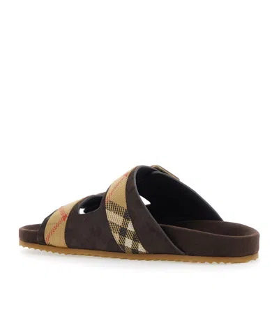 Burberry Plaid Slippers In Brown