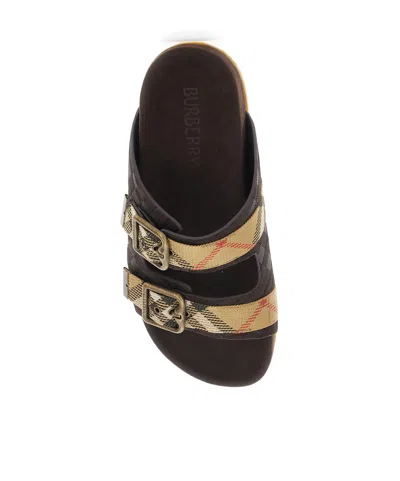 Burberry Plaid Slippers In Brown