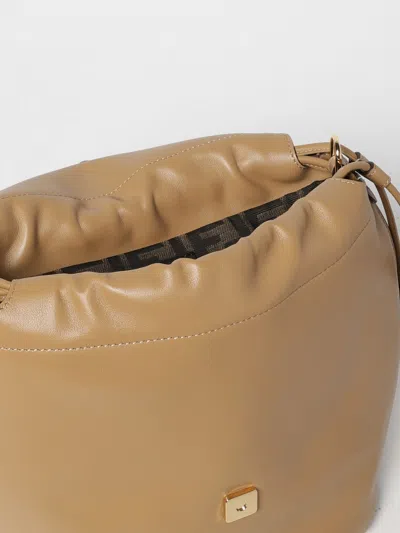 Fendi Ff Clasp Leather Backpack Medium Size In Brown