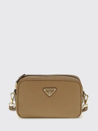 Prada Hammered Leather Crossbody Bag In Brown