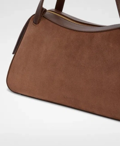 Jil Sander Rectangular Suede Shoulder Bag Double Handles Trim In Brown