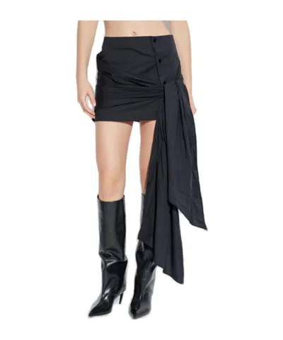 Attico The  Drape Detailed Mini Skirt In Black