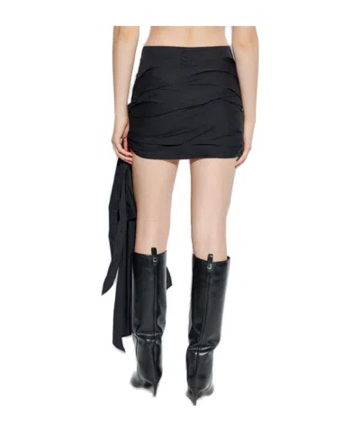 Attico The  Drape Detailed Mini Skirt In Black