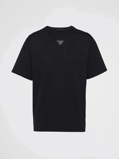 Prada Triangle Logo Oversized T-shirt In Black
