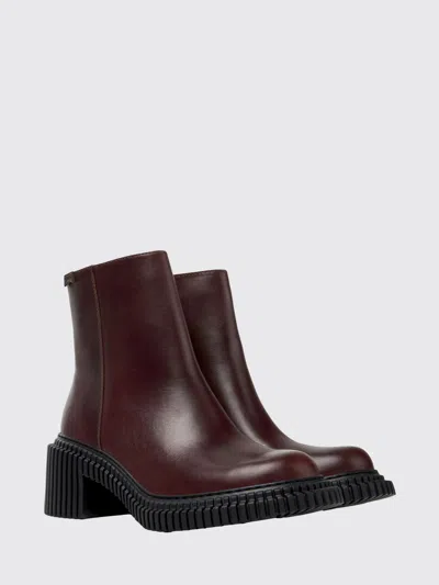 Camper Pix London Ankle Boots In Burgundy