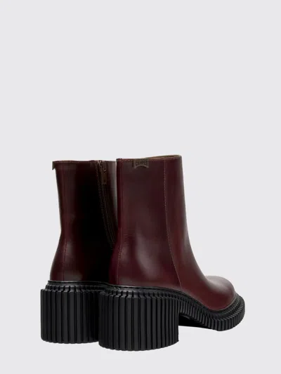 Camper Pix London Ankle Boots In Burgundy