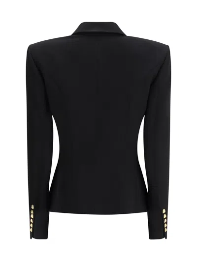 Balmain Wool Blazer With Flap Pockets And Gold-tone Buttons In Black