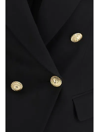 Balmain Wool Blazer With Flap Pockets And Gold-tone Buttons In Black