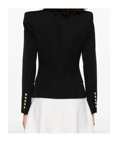 Balmain Wool Blazer With Flap Pockets And Gold-tone Buttons In Black
