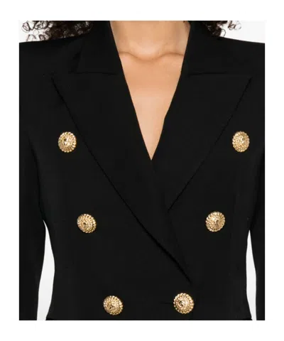 Balmain Wool Blazer With Flap Pockets And Gold-tone Buttons In Black