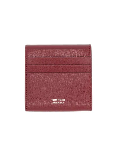 Tom Ford T-bar Leather Wallet In Red