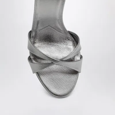 Prada Round-toe High-heeled Sandals In Silver