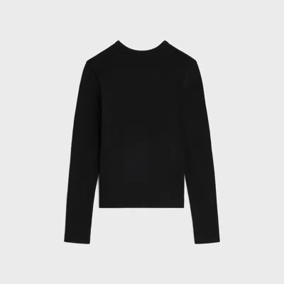 Celine Triomphe Long-sleeved T-shirt In Ribbed Cotton Jersey In Black