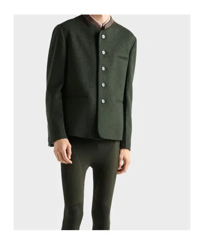 Prada Single-breasted Wool Jacket In Green