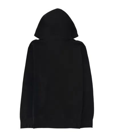 Alexander Mcqueen Hooded Knit Jumper Graphic Logo Detail In Black