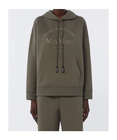 Max Mara Technical Cotton Jersey Sweatshirt In Brown