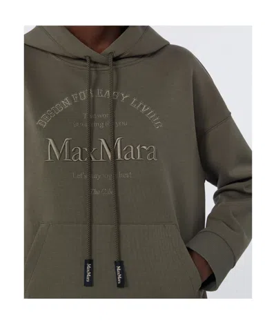 Max Mara Technical Cotton Jersey Sweatshirt In Brown