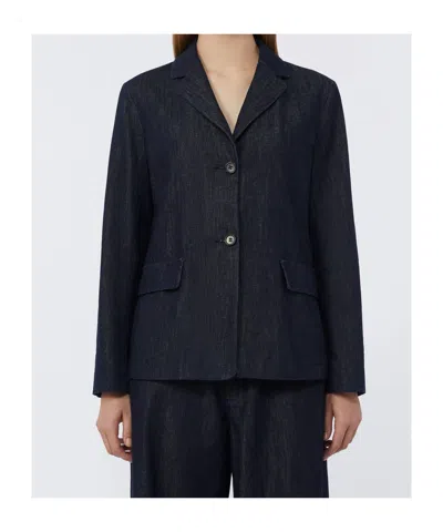Max Mara Single-breasted Stretch Denim Jacket In Blue
