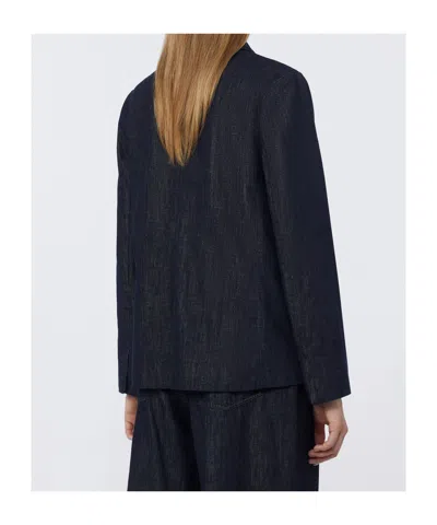 Max Mara Single-breasted Stretch Denim Jacket In Blue
