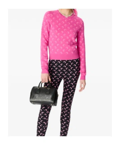 Marine Serre Moon Jacquard Knitted Sweater In Pink