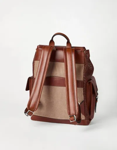 Brunello Cucinelli Braided-detail Leather Backpack In Brown