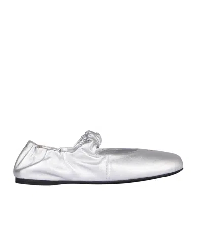 Miu Miu Ruffled Ballerinas In Nappa In Gray