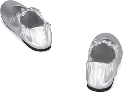 Miu Miu Ruffled Ballerinas In Nappa In Gray