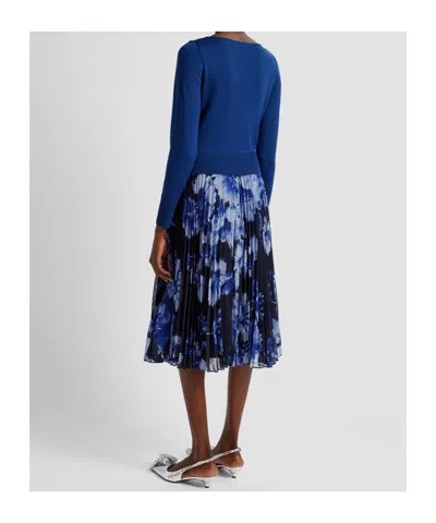 Erdem Pleated Midi Skirt In Blue
