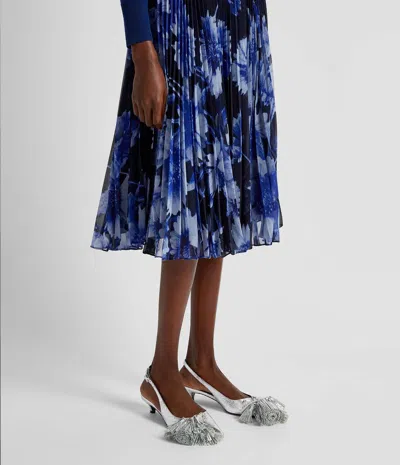 Erdem Pleated Midi Skirt In Blue