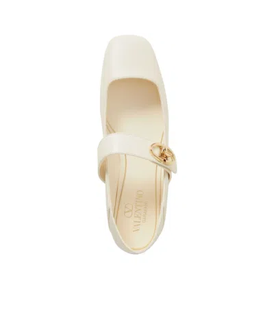 Valentino Garavani Vlogo Locker Mary-jane Ballet Flats In White