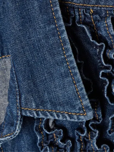 Nili Lotan Lexa Ruffled Denim Shirt In Blue