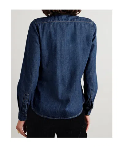 Nili Lotan Lexa Ruffled Denim Shirt In Blue