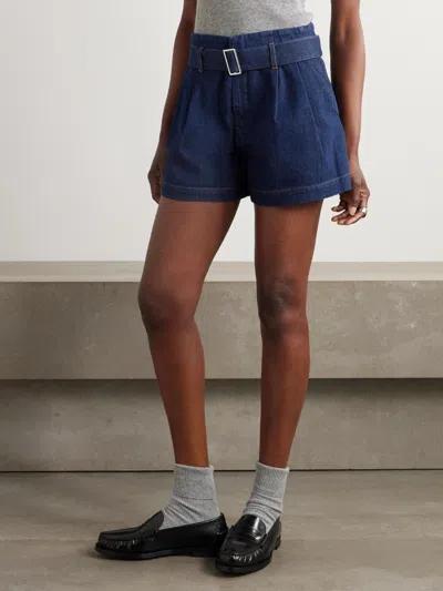 Frame The Paperbag Belted Denim Shorts In Rinse