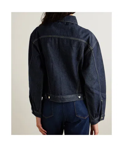 Frame Button Denim Jacket In Blue