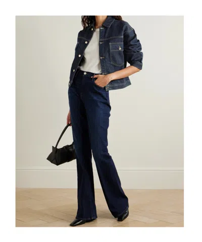 Frame Button Denim Jacket In Blue