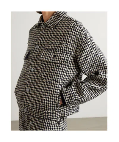 Frame Houndstooth Tweed Casual Jacket In Black