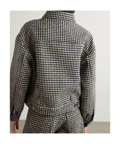 Frame Houndstooth Tweed Casual Jacket In Black